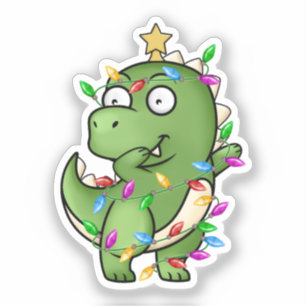 Dinosaur dab tanzt zu seinem liebsten Weihnachtsso Aufkleber