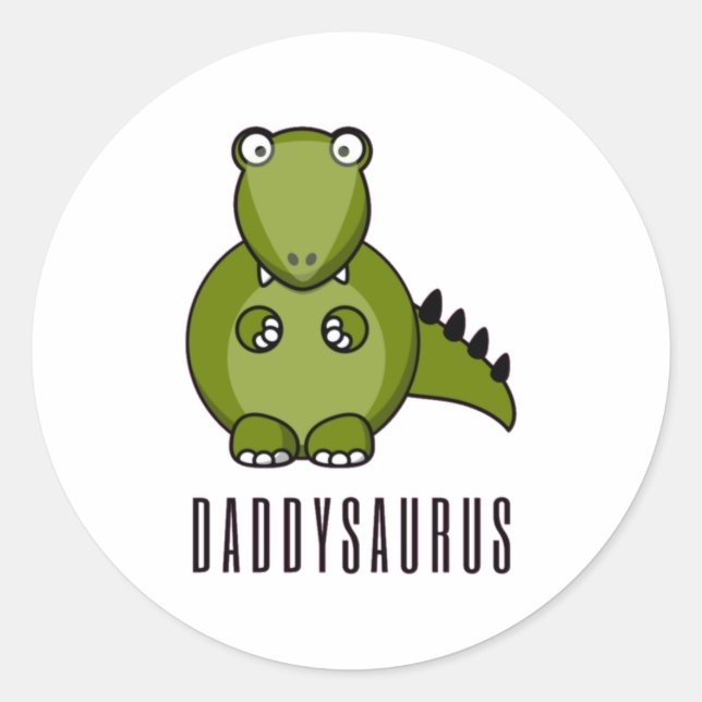 Dinosaur Daddysaurus Daddy Fathers Day Familienges Runder Aufkleber (Vorderseite)