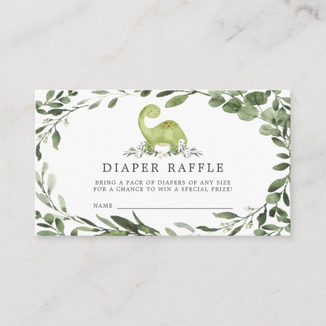 Dinosaur Diaper Raffle Baby Duschkarte Begleitkarte (Vorderseite)