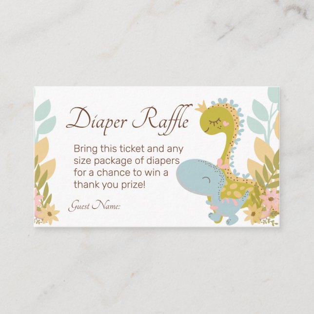 Dinosaur Diaper Raffle Ticket Enclosure Card Begleitkarte (Vorderseite)