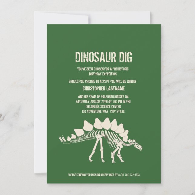 Dinosaur Dig Birthday Einladung (Vorderseite)
