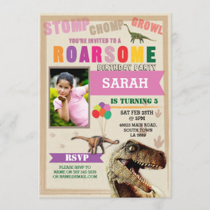 Dinosaur Dig fête d'anniversaire T-Rex Invitation 