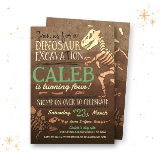 Dinosaur Dig Paleontologin Birthday Einladung
