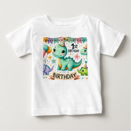 Dinosaur Dino 1. Geburtstags-Party Baby T-shirt