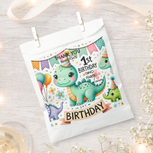 Dinosaur Dino 1. Geburtstags-Party Geschenktütchen (Ausgeschnitten)
