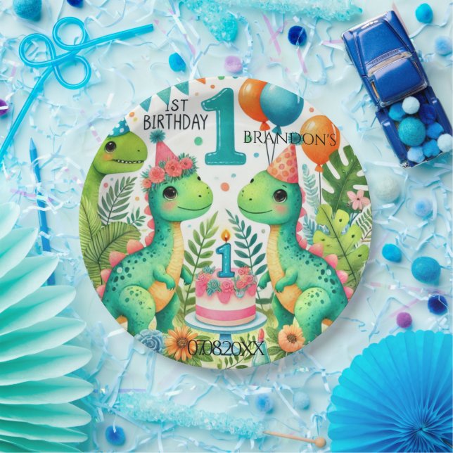 Dinosaur Dino 1. Geburtstags-Party Pappteller (Party)
