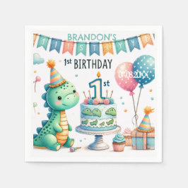 Dinosaur Dino 1. Geburtstags-Party Serviette