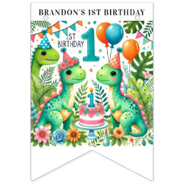 Dinosaur Dino 1. Geburtstags-Party Wimpelkette