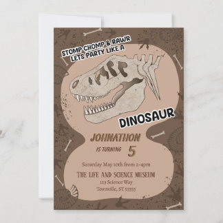 Dinosaur Dino Fossil Geburtstagsparty Einladung