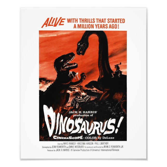 Dinosaur, Dino, Saurus Vintag Retro Cinema Fotodruck (Vorne)