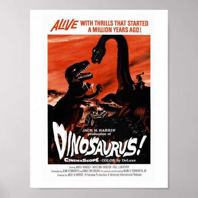 Dinosaur, Dino, Saurus Vintag Retro Cinema Poster (Vorne)