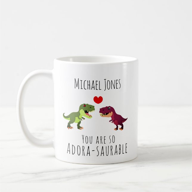 Dinosaur Dinosaure Valentines Jour Mug Pour Lui (Gauche)