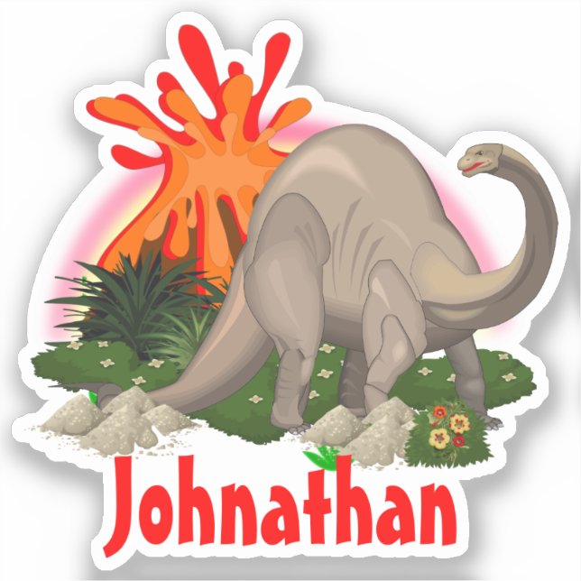 Dinosaur DIY Name Cartoon Insel Vulkan Regenbogen Aufkleber (Vorderseite)