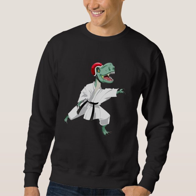 Dinosaur doing Karate Samurai Ninja Sweatshirt (Vorderseite)