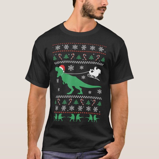 Dinosaur Drôle moche Sweat de Noël Garçons Enfants (Devant)