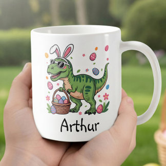 Dinosaur Easter Bunny Custom Name Mug For Kids Kaffeetasse