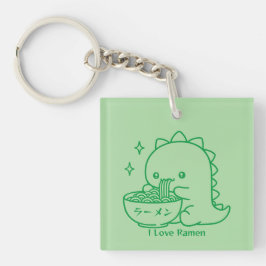 Dinosaur Eating Ramen Noodles Personalisiert Kawai Schlüsselanhänger