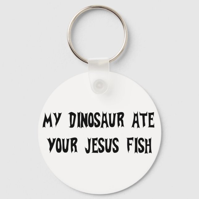 Dinosaur Eats Jesus Fish Schlüsselanhänger (Vorderseite)
