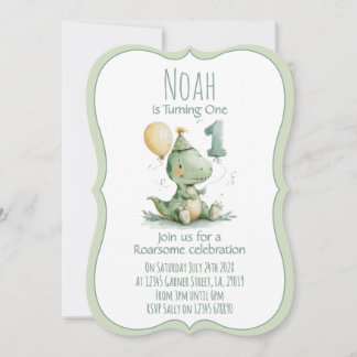 Dinosaur-Einladung zum ersten Geburtstag Einladung