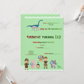 Dinosaur-Einladung zum Geburtstag, Kinder Dino-Par Einladung