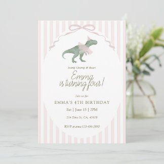 Dinosaur Einladung zum vierten Geburtstag