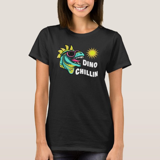 Dinosaur Enjoying The Sunshine In Sunglasses Fun R T-Shirt (Vorderseite)