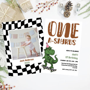 Dinosaur Erster Geburtstag, Skateboard Dinos 1. Einladung