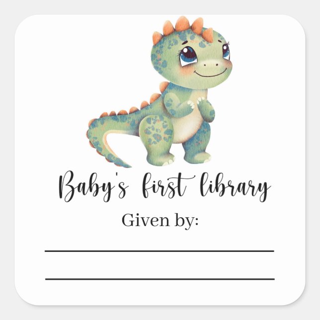Dinosaur - Étiquette de livre pour Baby Shower, li (Devant)