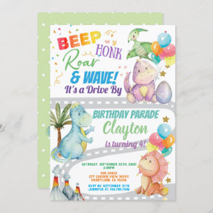 Dinosaur-Fahrt durch Geburtstagsparty Einladung