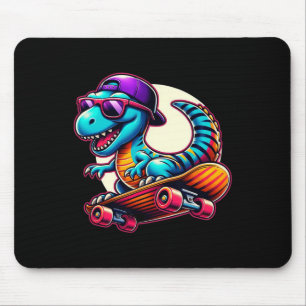 Dinosaur fährt Skateboard Lustiger T-Rex Dino Skat Mousepad