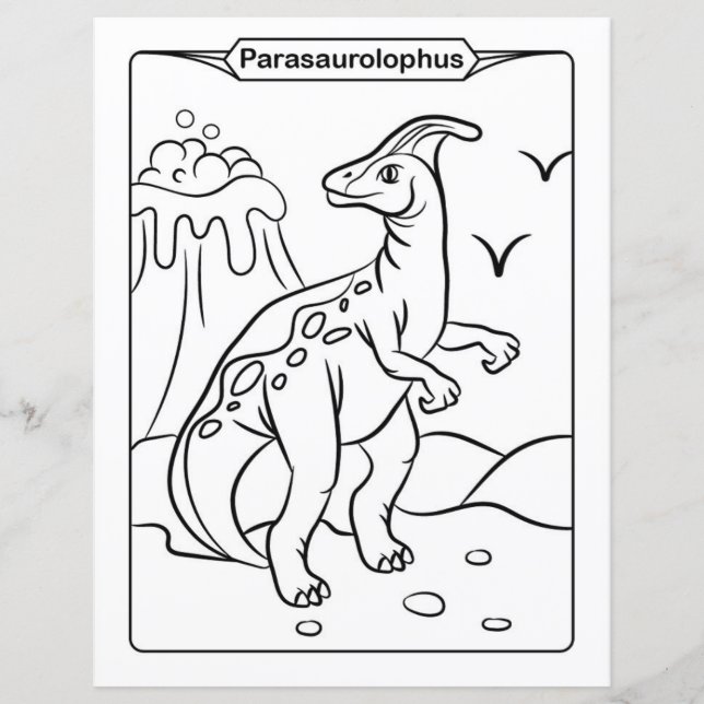 Dinosaur Farbing Page - Parasaurolophus (Vorderseite)