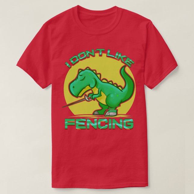 Dinosaur Fencer TRex Fencing Funny Sword Fighter T-Shirt (Design vorne)