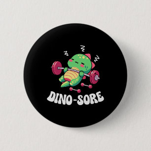 Dinosaur Fitnessstudio Fitness Hanteln Workout Süß Button