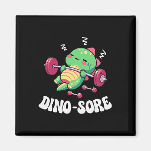 Dinosaur Fitnessstudio Gewichte heben Workout Süß  Magnet