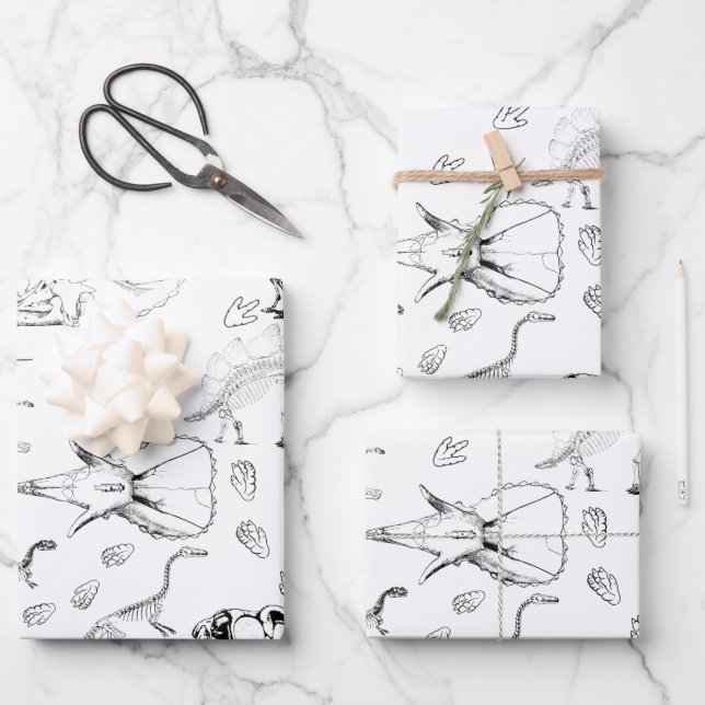 Dinosaur Fossil Bones Pattern Geschenkpapier Set (Vorderseite)