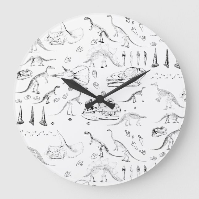 Dinosaur Fossil Bones Pattern Große Wanduhr (Vorderseite)