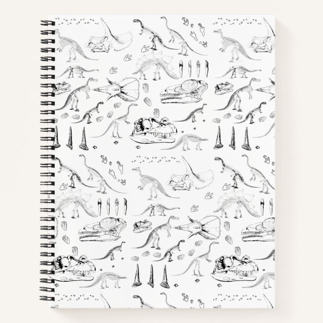 Dinosaur Fossil Bones Pattern Notizbuch (Vorderseite)