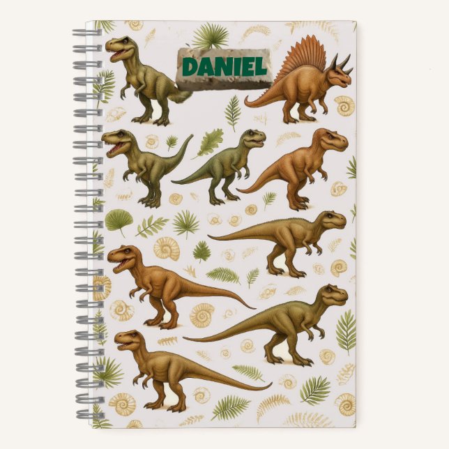 Dinosaur Fossil und Fern-Notebook Notizbuch (Vorderseite)