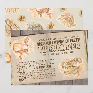 Dinosaur Fossil zum Geburtstag Einladung