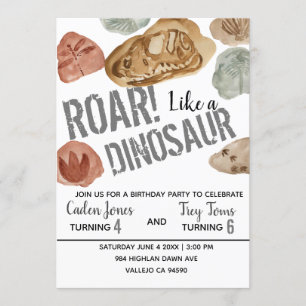 Dinosaur Fossilien Geburtstagsparty Einladung