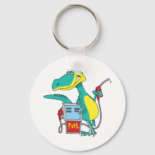 dinosaur gas pump fossil fuel cartoon schlüsselanhänger