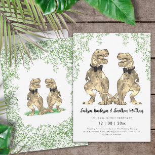Dinosaur Gay Wedding T-Rex zwei Grooms Einladung