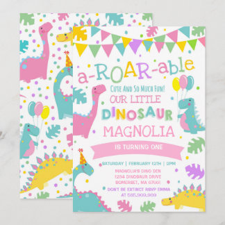 Dinosaur Geburtstag Einladung Girl Dinosaur Party