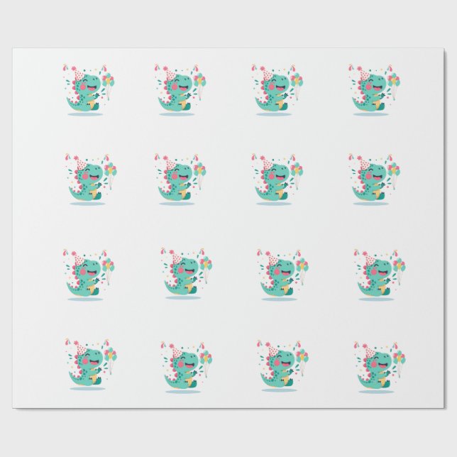 Dinosaur Geburtstag Geschenkpapier (Flach)