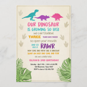 Dinosaur Geburtstagseinladung Girl Dinosaur Party Einladung