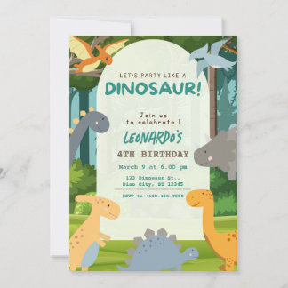 Dinosaur Geburtstagsfeier Einladung