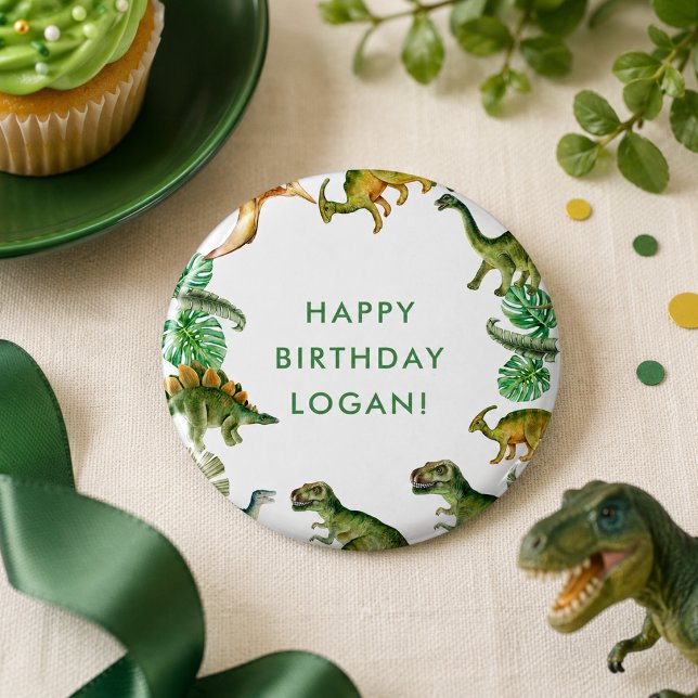 Dinosaur Geburtstagsfeier Foto Button (Dinosaur Birthday Party Photo Button)