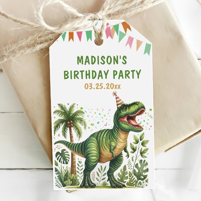 Dinosaur Geburtstagsfeier Geschenkanhänger (Von Creator hochgeladen)