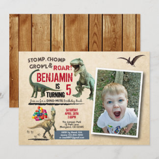 Dinosaur Geburtstagsgeburt Einladung rustikal Foto