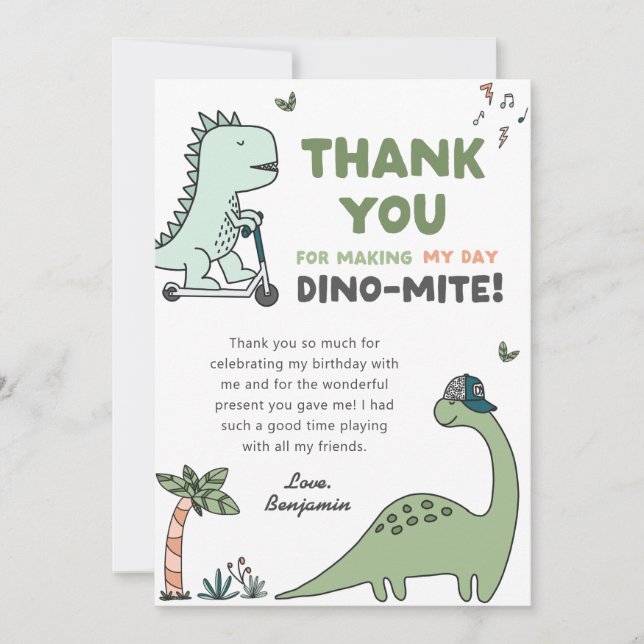Dinosaur Geburtstagsparty Danke, Card Einladung (Vorderseite)